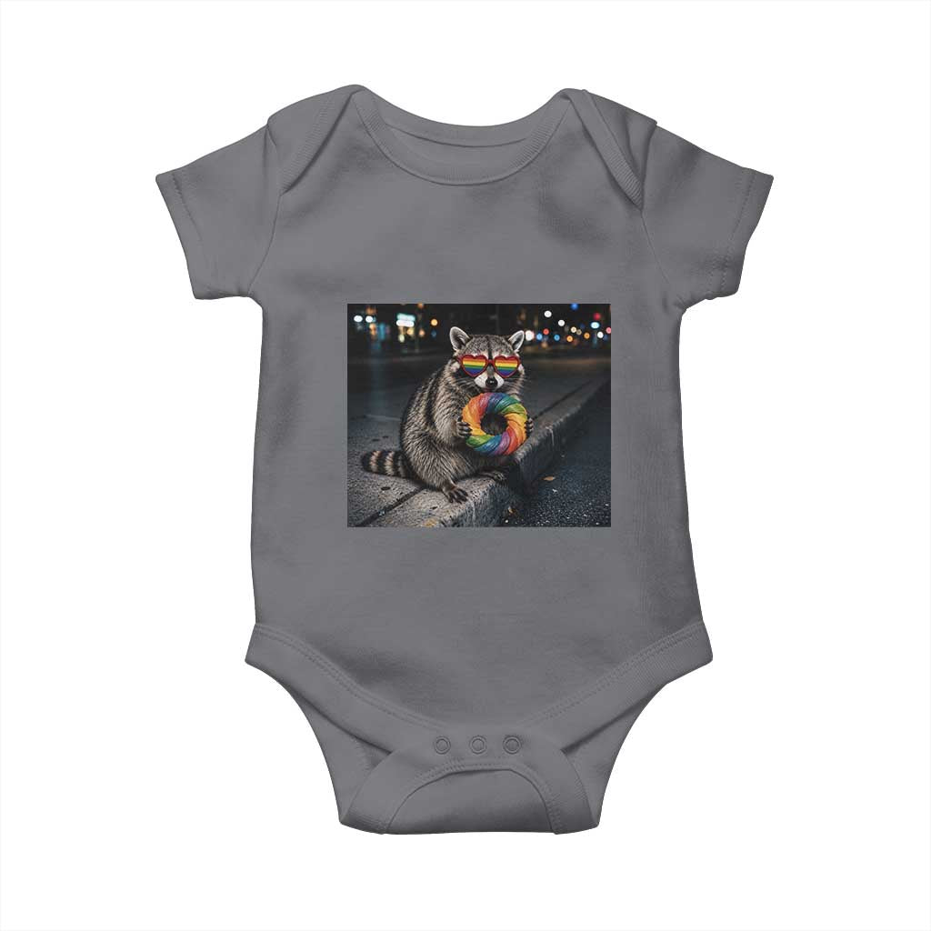 Raccoon Eating Baguette Graphic Baby Onesie Humorous Gay Pride Gift