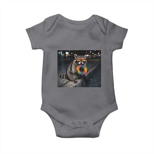 Raccoon Eating Baguette Graphic Baby Onesie Humorous Gay Pride Gift