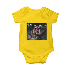 Raccoon Eating Baguette Graphic Baby Onesie Humorous Gay Pride Gift