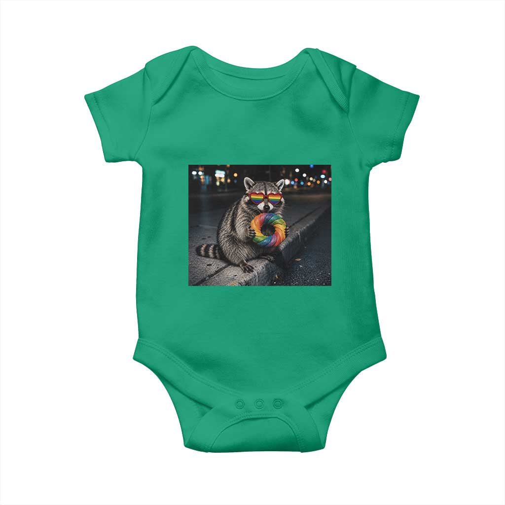 Raccoon Eating Baguette Graphic Baby Onesie Humorous Gay Pride Gift
