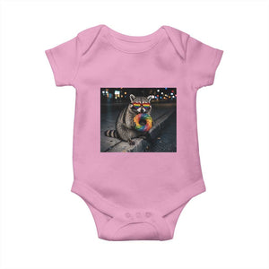 Raccoon Eating Baguette Graphic Baby Onesie Humorous Gay Pride Gift