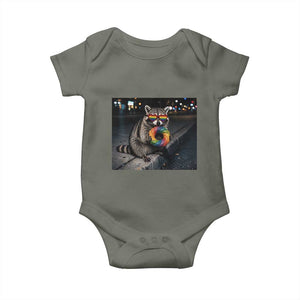 Raccoon Eating Baguette Graphic Baby Onesie Humorous Gay Pride Gift