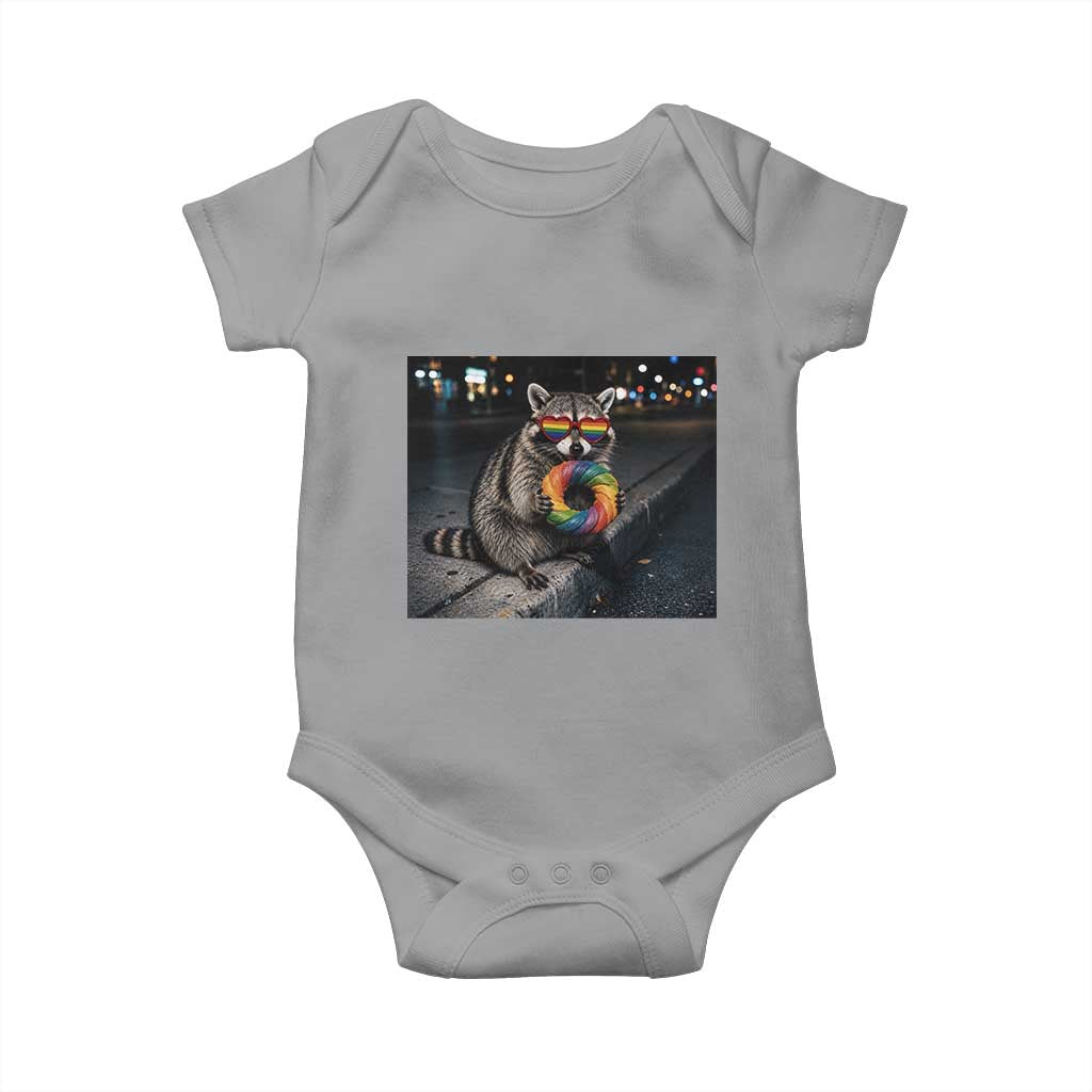 Raccoon Eating Baguette Graphic Baby Onesie Humorous Gay Pride Gift