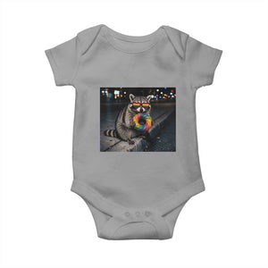 Raccoon Eating Baguette Graphic Baby Onesie Humorous Gay Pride Gift