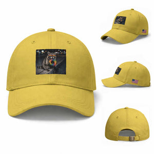 Raccoon Eating Baguette Graphic Baseball Cap Humorous Gay Pride Gift