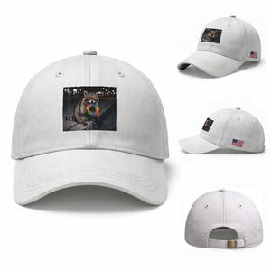 Raccoon Eating Baguette Graphic Baseball Cap Humorous Gay Pride Gift