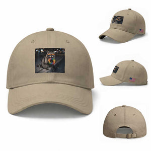 Raccoon Eating Baguette Graphic Baseball Cap Humorous Gay Pride Gift