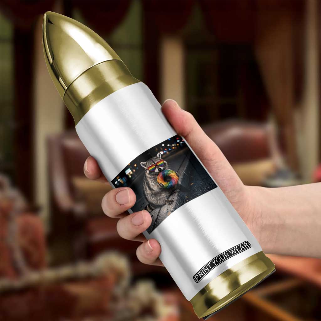 Raccoon Eating Baguette Graphic Bullet Tumbler Humorous Gay Pride Gift