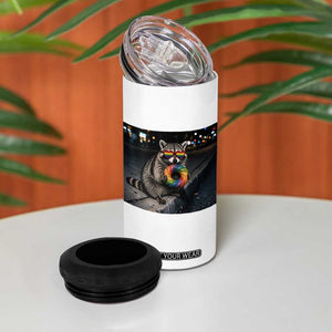 Raccoon Eating Baguette Graphic 4 in 1 Can Cooler Tumbler Humorous Gay Pride Gift TS12 Print Your Wear
