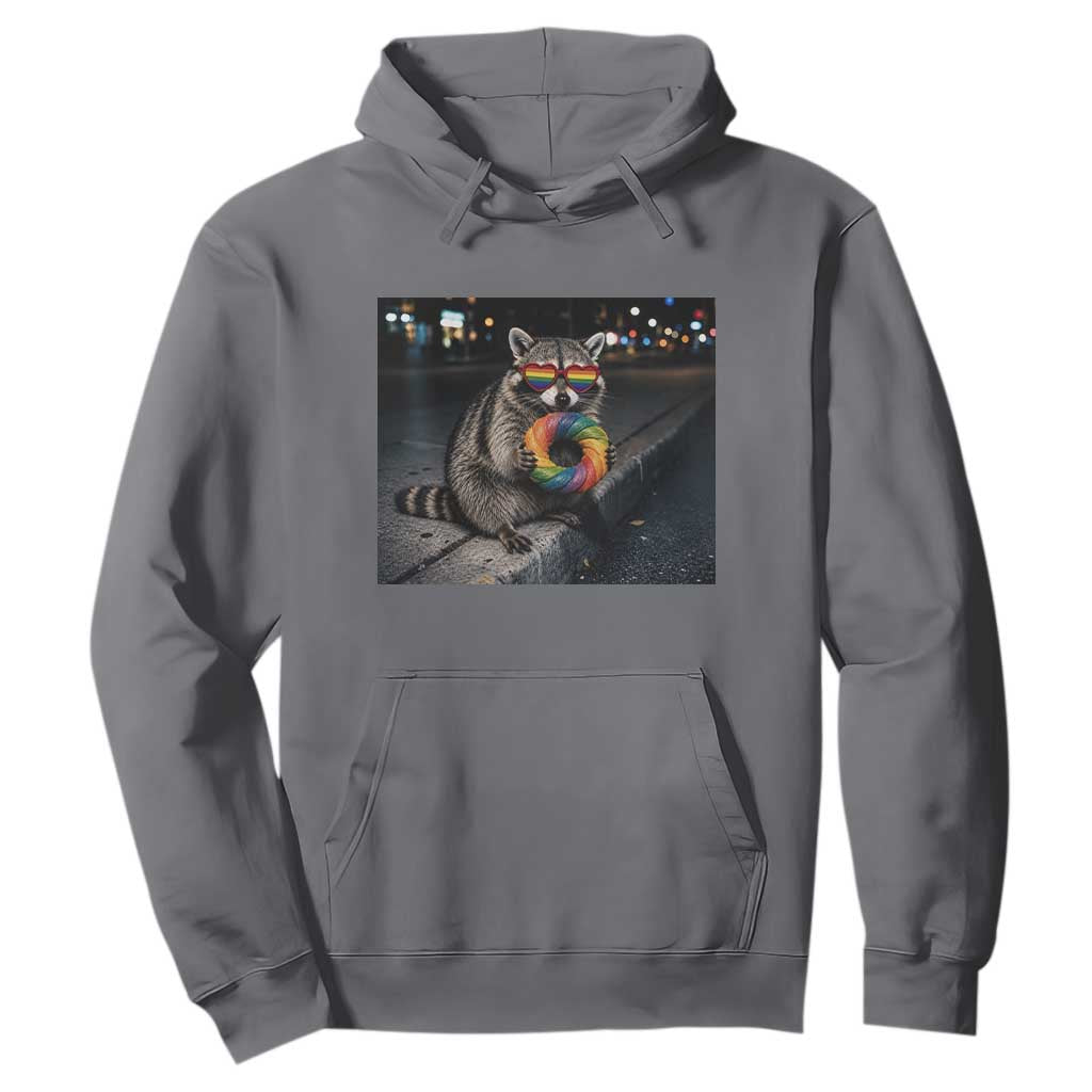 Raccoon Eating Baguette Graphic Hoodie Humorous Gay Pride Gift