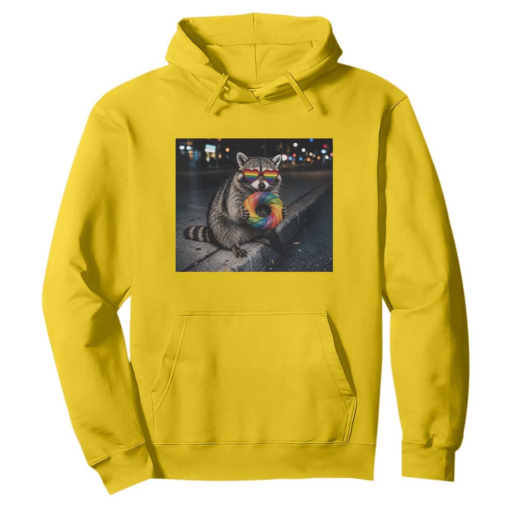 Raccoon Eating Baguette Graphic Hoodie Humorous Gay Pride Gift