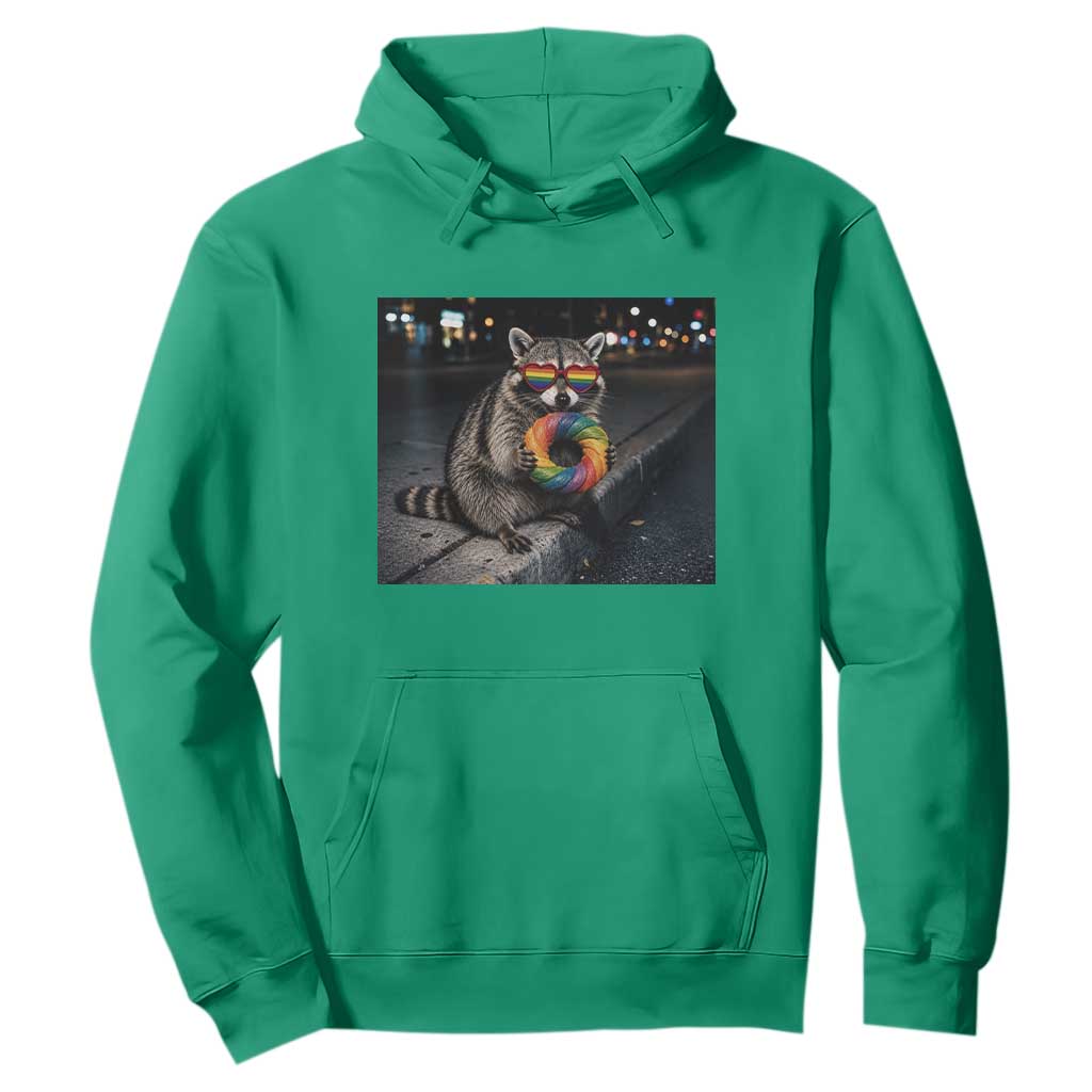 Raccoon Eating Baguette Graphic Hoodie Humorous Gay Pride Gift