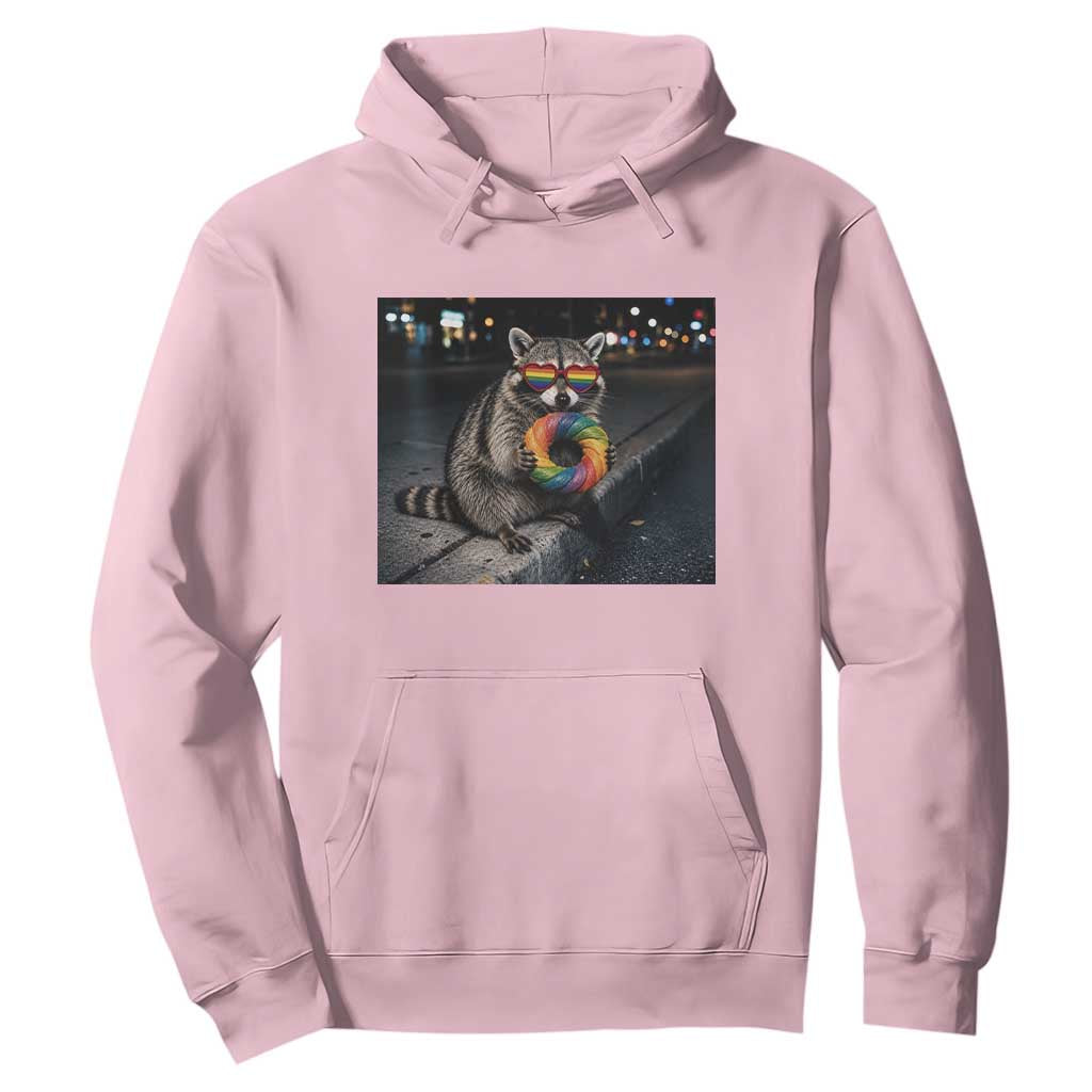 Raccoon Eating Baguette Graphic Hoodie Humorous Gay Pride Gift