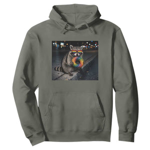 Raccoon Eating Baguette Graphic Hoodie Humorous Gay Pride Gift