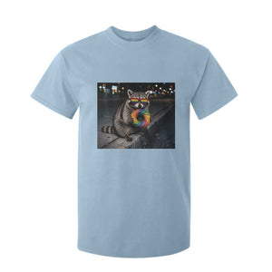 Raccoon Eating Baguette Graphic T Shirt For Kid Humorous Gay Pride Gift TS12 Light Blue Print Your Wear
