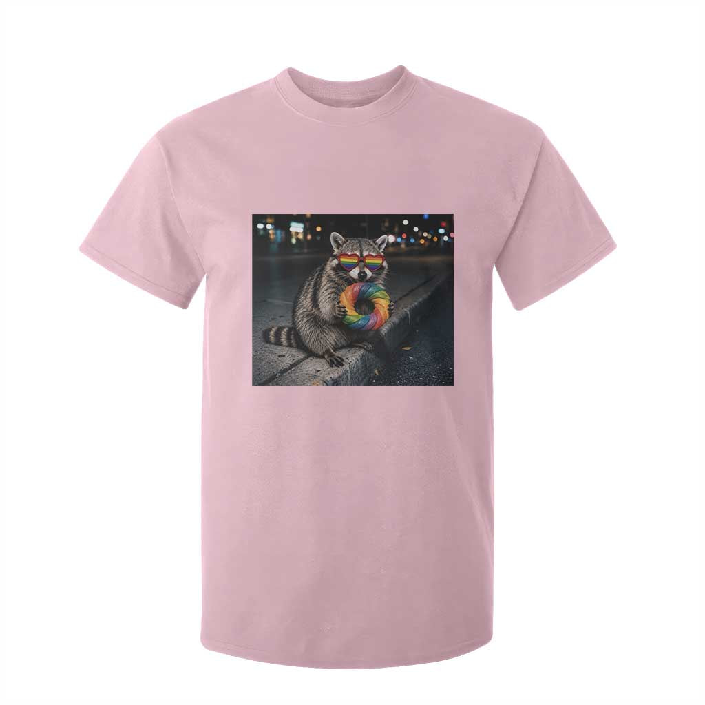 Raccoon Eating Baguette Graphic T Shirt For Kid Humorous Gay Pride Gift TS12 Light Pink Print Your Wear