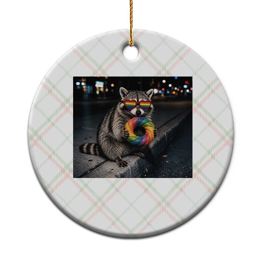 Raccoon Eating Baguette Graphic Ceramic Ornament Humorous Gay Pride Gift TS12 1pc Christmas Plaid Print Your Wear