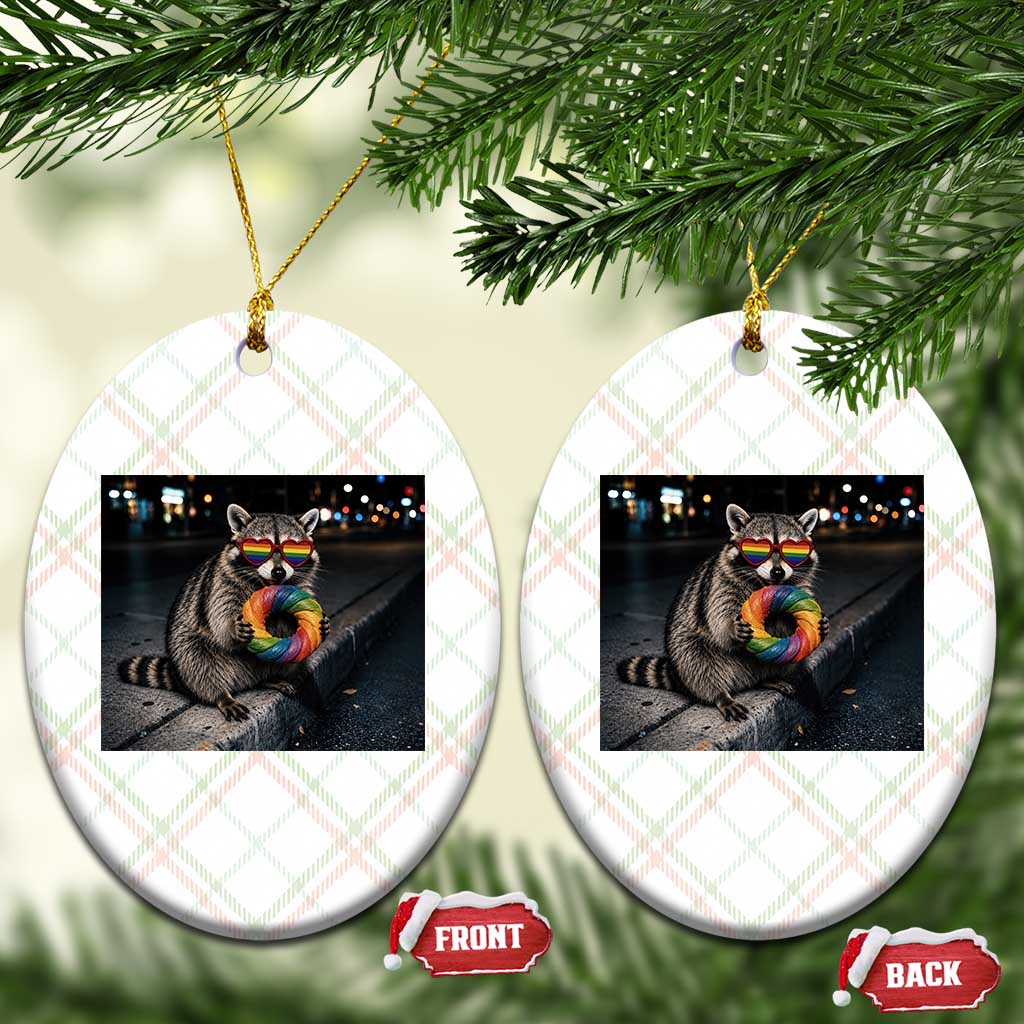 Raccoon Eating Baguette Graphic Ceramic Ornament Humorous Gay Pride Gift TS12 Print Your Wear