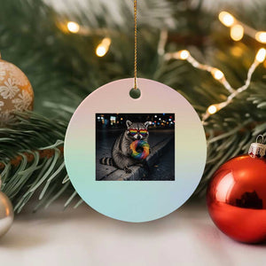 Raccoon Eating Baguette Graphic Ceramic Ornament Humorous Gay Pride Gift TS12 1pc Pastel Print Your Wear