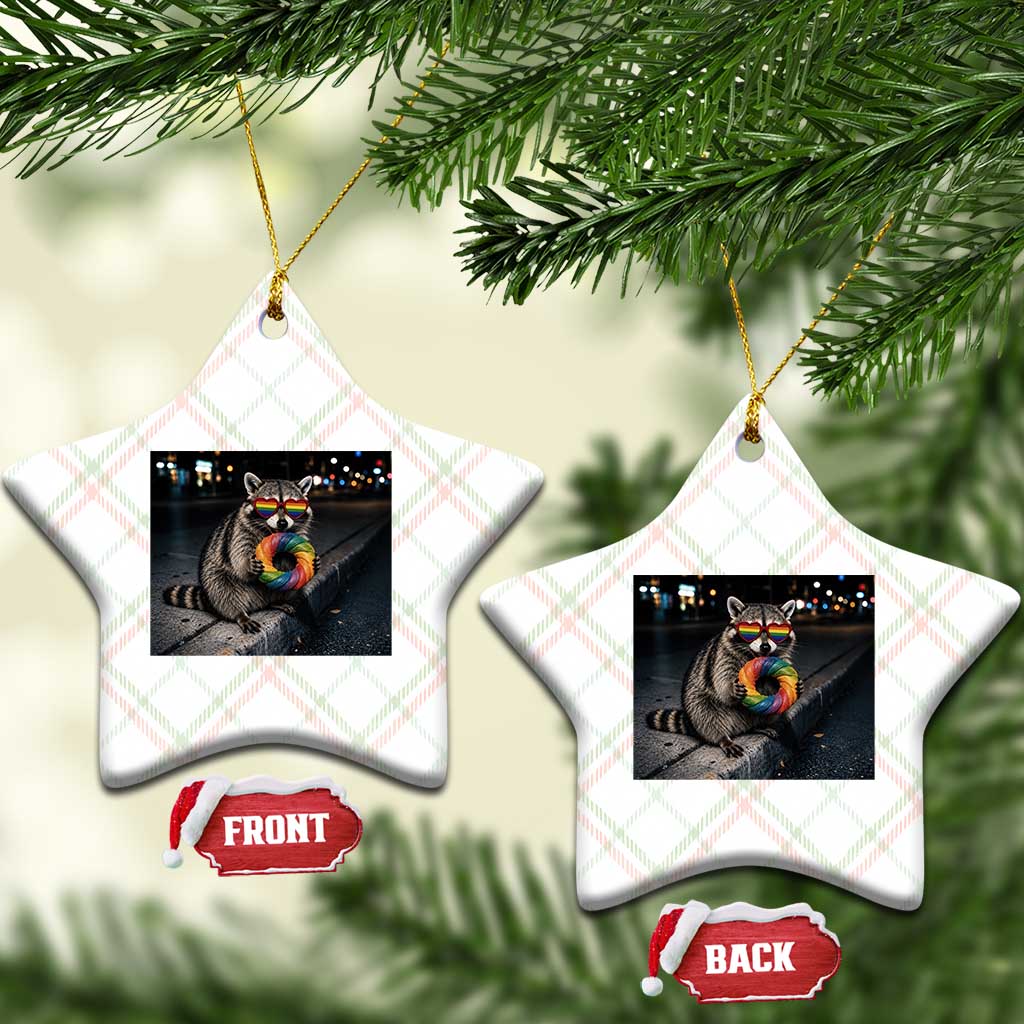 Raccoon Eating Baguette Graphic Ceramic Ornament Humorous Gay Pride Gift TS12 Print Your Wear