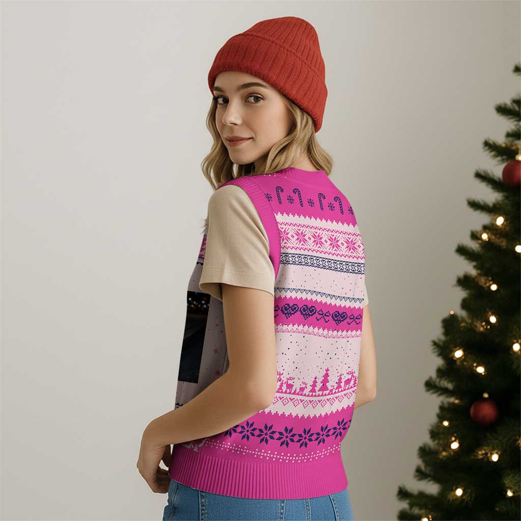Raccoon Eating Baguette Graphic V-Neck Knit Sweater Vest Humorous Gay Pride Gift