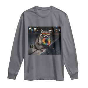 Raccoon Eating Baguette Graphic Long Sleeve Shirt Humorous Gay Pride Gift