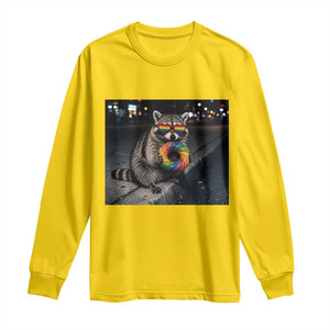 Raccoon Eating Baguette Graphic Long Sleeve Shirt Humorous Gay Pride Gift