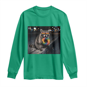 Raccoon Eating Baguette Graphic Long Sleeve Shirt Humorous Gay Pride Gift