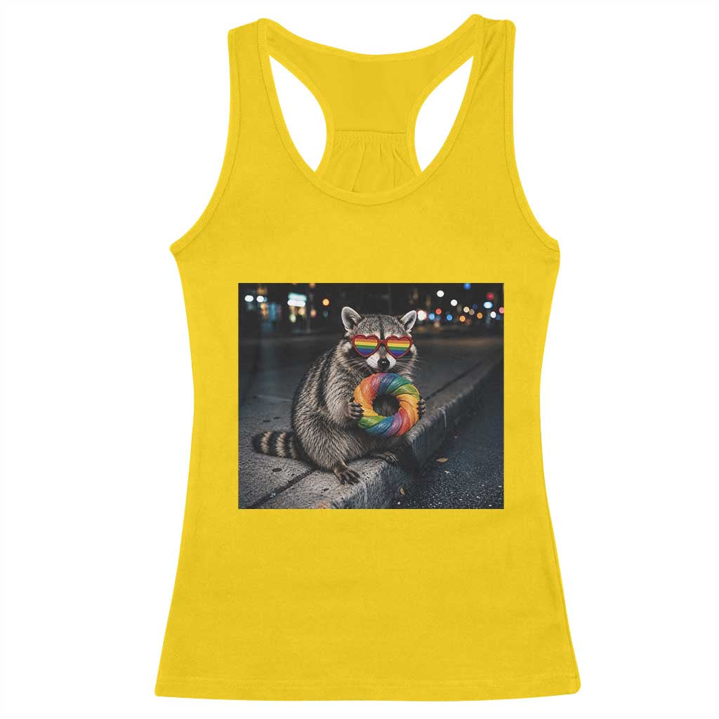 Raccoon Eating Baguette Graphic Racerback Tank Top Humorous Gay Pride Gift TS12 Daisy Print Your Wear