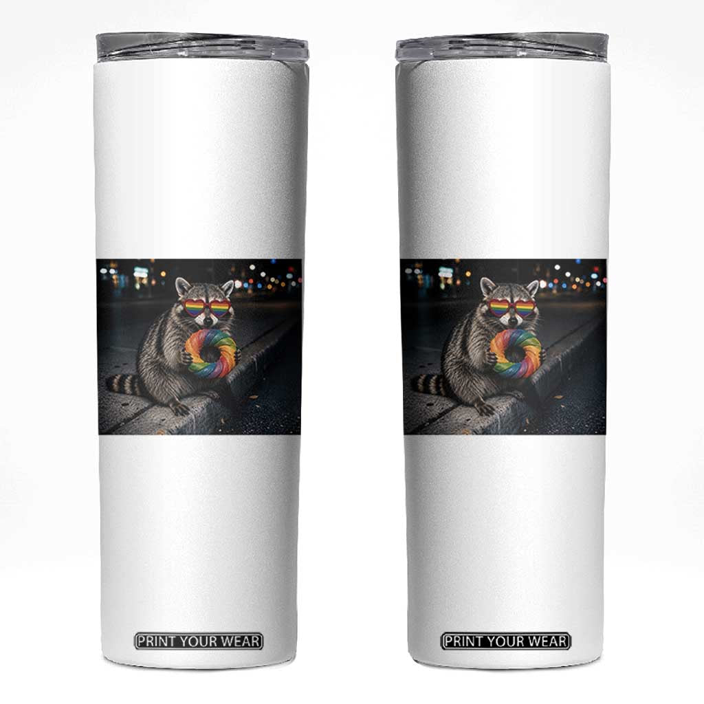 Raccoon Eating Baguette Graphic Skinny Tumbler Humorous Gay Pride Gift TS12 White Print Your Wear