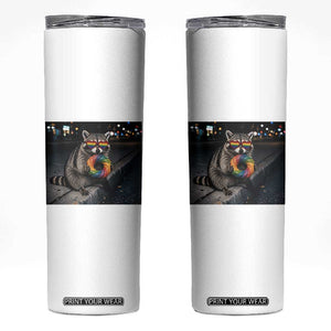 Raccoon Eating Baguette Graphic Skinny Tumbler Humorous Gay Pride Gift TS12 White Print Your Wear