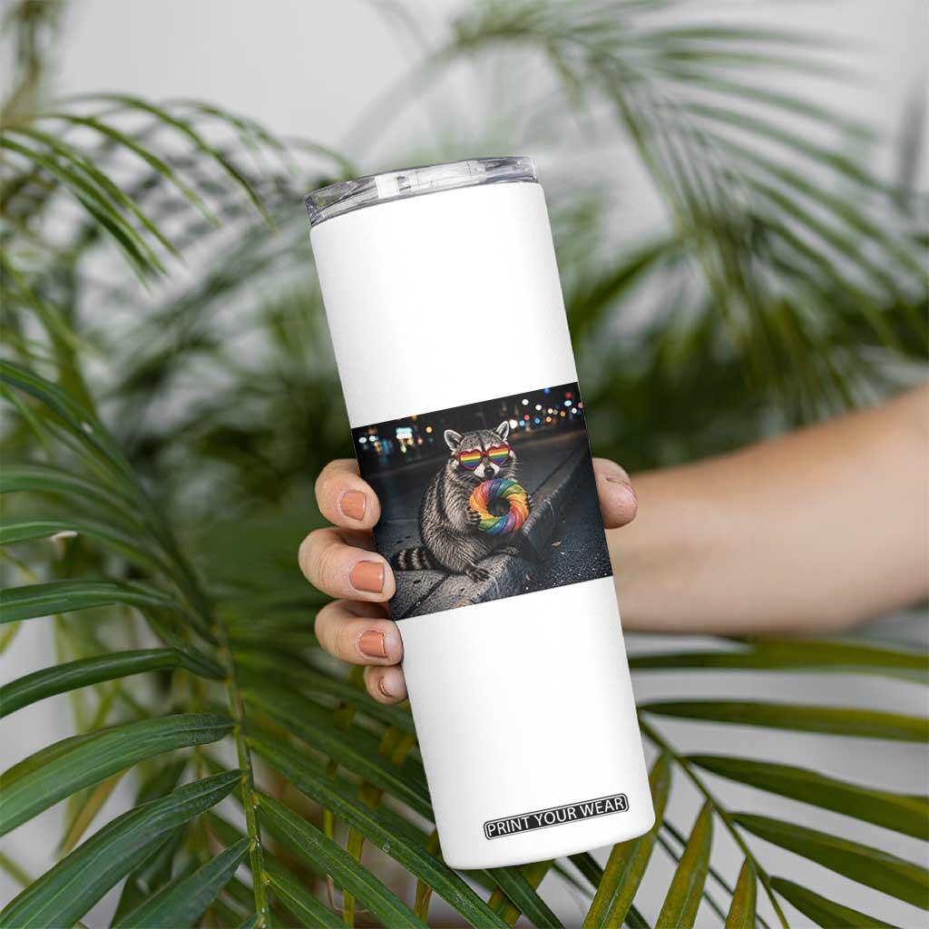 Raccoon Eating Baguette Graphic Skinny Tumbler Humorous Gay Pride Gift TS12 Print Your Wear