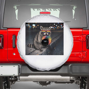 Raccoon Eating Baguette Graphic Spare Tire Cover Humorous Gay Pride Gift TS12 White Print Your Wear