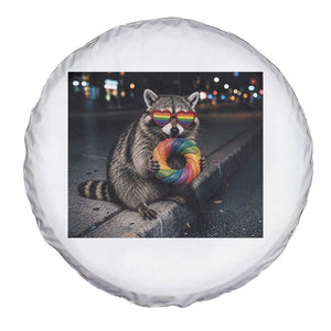 Raccoon Eating Baguette Graphic Spare Tire Cover Humorous Gay Pride Gift TS12 Print Your Wear