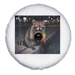 Raccoon Eating Baguette Graphic Spare Tire Cover Humorous Gay Pride Gift TS12 Print Your Wear