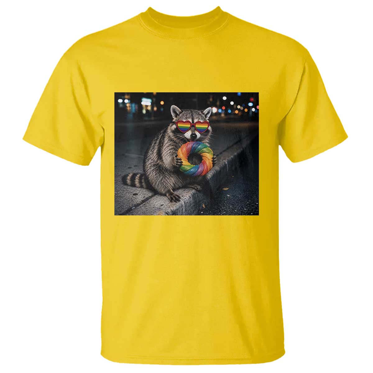 Raccoon Eating Baguette Graphic T Shirt Humorous Gay Pride Gift TS12 Daisy Print Your Wear