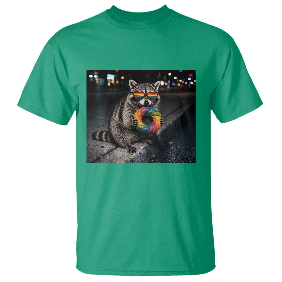Raccoon Eating Baguette Graphic T Shirt Humorous Gay Pride Gift TS12 Irish Green Print Your Wear