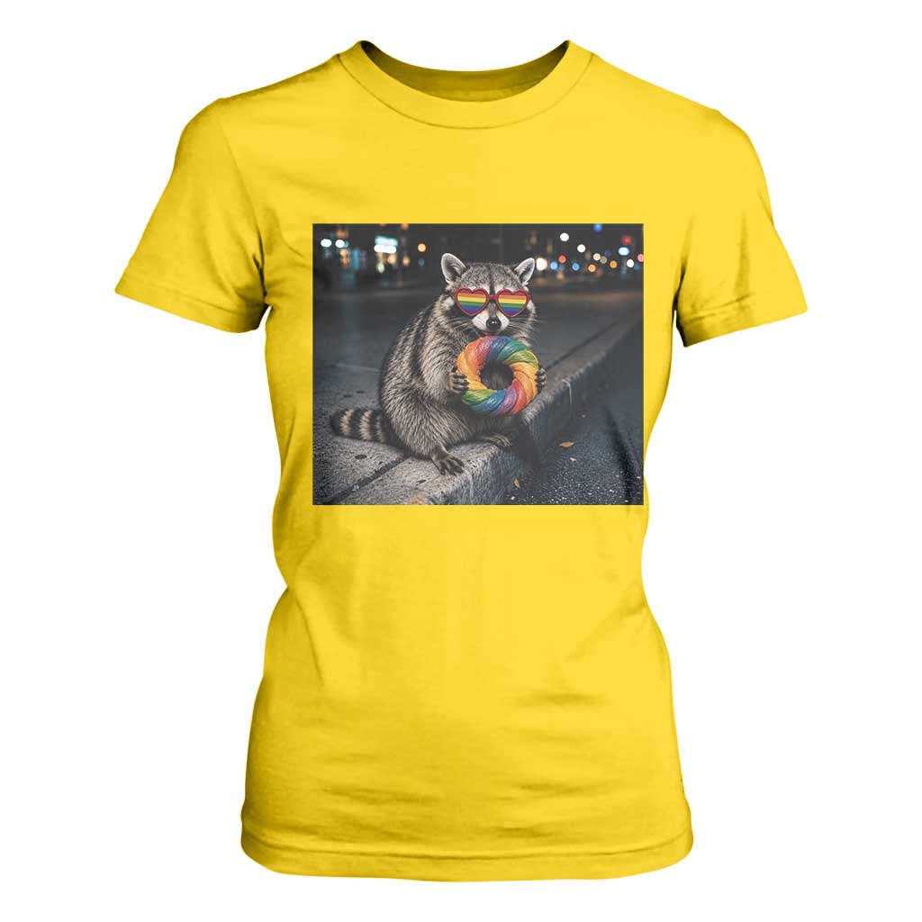 Raccoon Eating Baguette Graphic T Shirt For Women Humorous Gay Pride Gift TS12 Daisy Print Your Wear