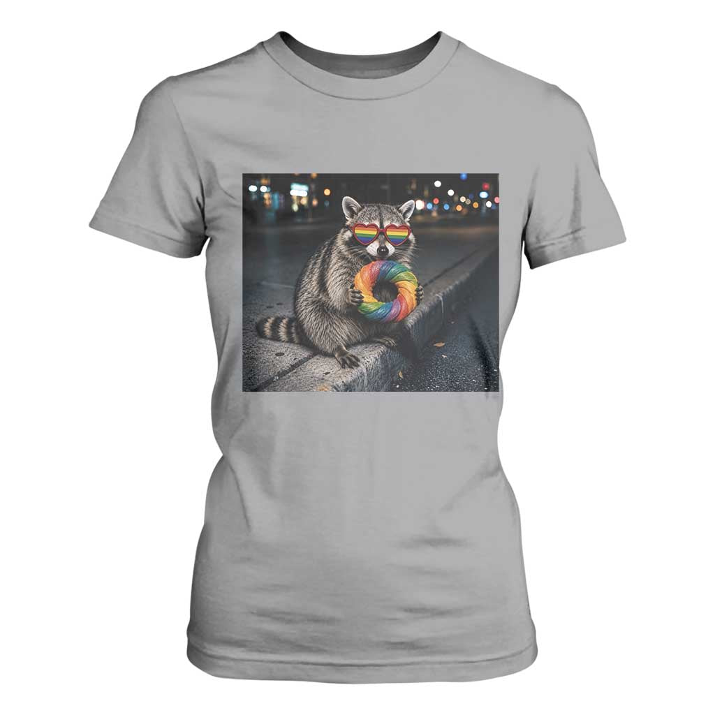 Raccoon Eating Baguette Graphic T Shirt For Women Humorous Gay Pride Gift TS12 Sport Gray Print Your Wear