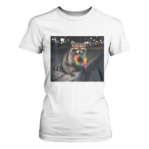 Raccoon Eating Baguette Graphic T Shirt For Women Humorous Gay Pride Gift TS12 White Print Your Wear