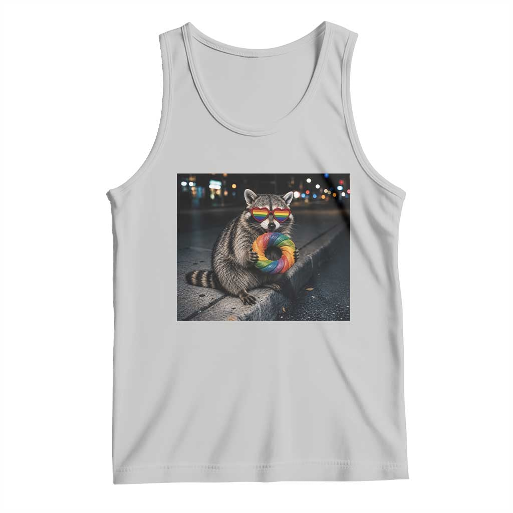 Raccoon Eating Baguette Graphic Tank Top Humorous Gay Pride Gift TS12 Ash Print Your Wear