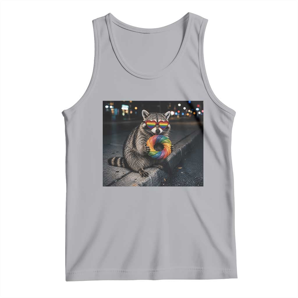 Raccoon Eating Baguette Graphic Tank Top Humorous Gay Pride Gift TS12 Athletic Heather Print Your Wear