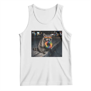 Raccoon Eating Baguette Graphic Tank Top Humorous Gay Pride Gift TS12 White Print Your Wear