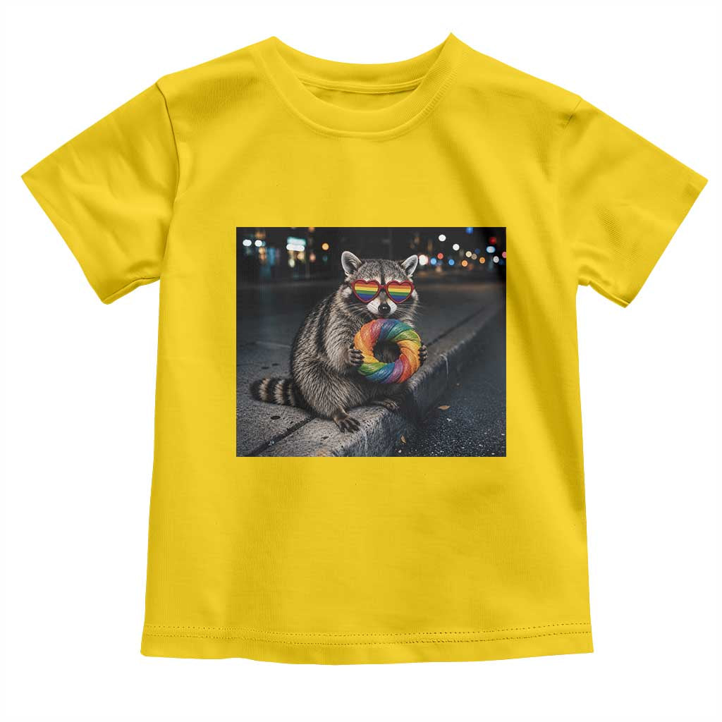 Raccoon Eating Baguette Graphic Toddler T Shirt Humorous Gay Pride Gift TS12 Daisy Print Your Wear