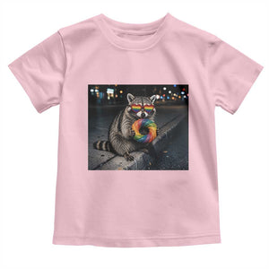Raccoon Eating Baguette Graphic Toddler T Shirt Humorous Gay Pride Gift TS12 Light Pink Print Your Wear