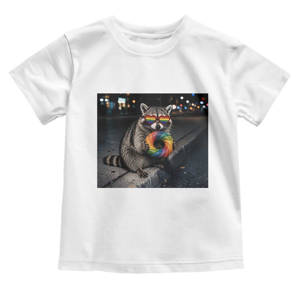 Raccoon Eating Baguette Graphic Toddler T Shirt Humorous Gay Pride Gift