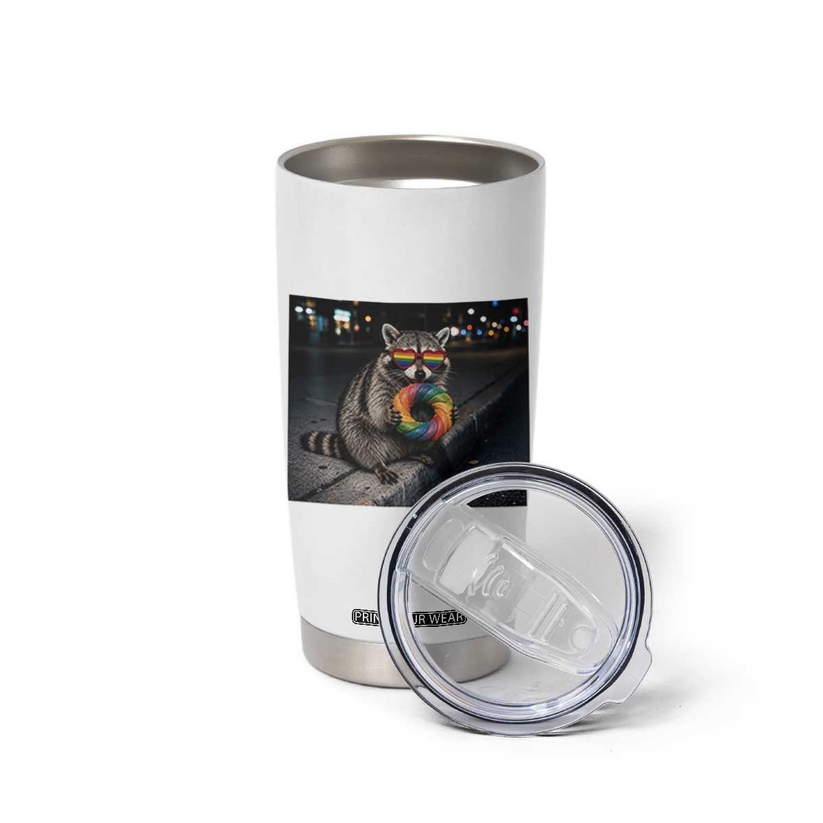 Raccoon Eating Baguette Graphic Tumbler Cup Humorous Gay Pride Gift TS12 Print Your Wear