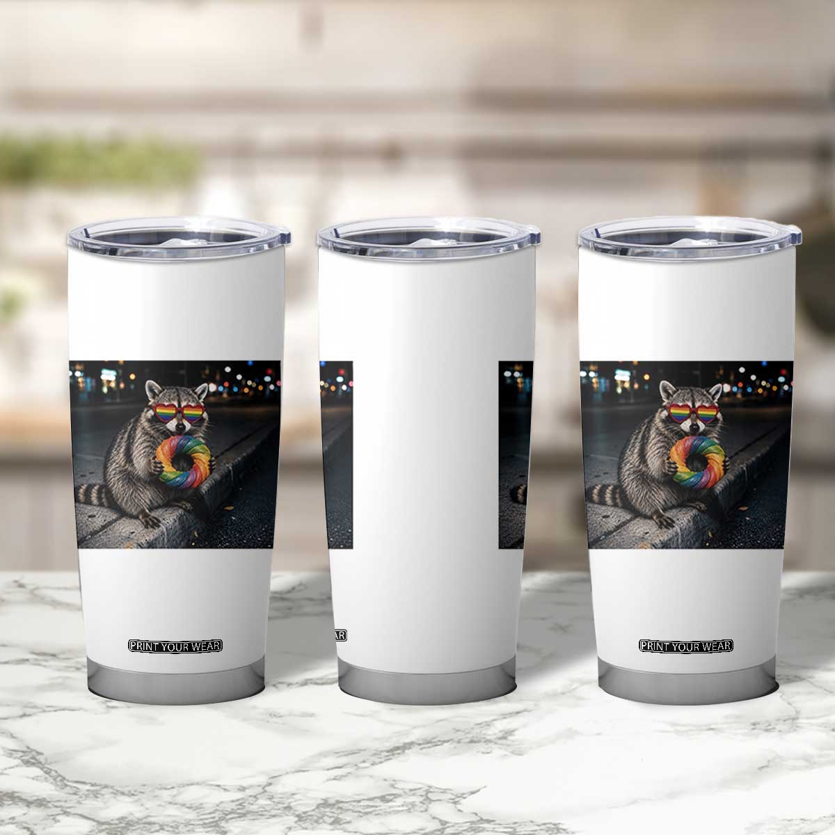Raccoon Eating Baguette Graphic Tumbler Cup Humorous Gay Pride Gift TS12 Print Your Wear