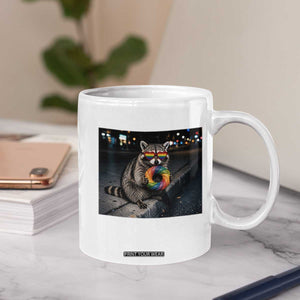Raccoon Eating Baguette Graphic Coffee Mug Humorous Gay Pride Gift TS12 Print Your Wear