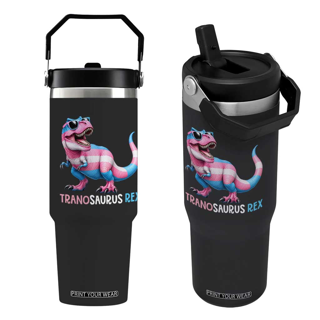 Transaurus Rex Transgender Pride Flip Straw Tumbler Funny Dinosaur Lover TS12 One Size: 30 oz Black Print Your Wear